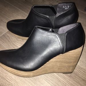 Black wedge booties